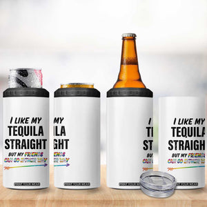LGBTQ Rainbow Pride Ally 4 in 1 Can Cooler Tumbler I Like My Whiskey Straight But My Friends Can Go Either Way Whiskey Drinking Joke TB10 Print Your Wear