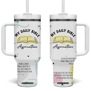 Daily Bible Affirmations Tumbler With Handle Christian Mental Health Encouraging Gift TB10 One Size: 40 oz White Print Your Wear