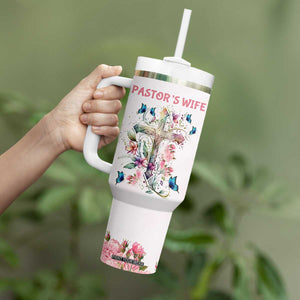 Pastor Wife Appreciation Gifts Tumbler With Handle Pastors Wives Gifts Christian Flower Cross TB10 Print Your Wear