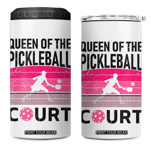 Pickleball Gifts For Women 4 in 1 Can Cooler Tumbler Queen Of The Court Pink Pickle Ball Lovers Player Coach TB10 One Size: 16 oz White Print Your Wear