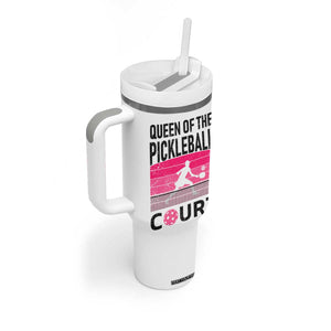 Pickleball Gifts For Women Tumbler With Handle Queen Of The Court Pink Pickle Ball Lovers Player Coach TB10 Print Your Wear