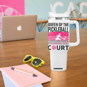 Pickleball Gifts For Women Tumbler With Handle Queen Of The Court Pink Pickle Ball Lovers Player Coach TB10 Print Your Wear