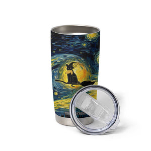 Halloween Kamala Harris 2024 Tumbler Cup Wichy Vibes Starry Night Funny Black Cat Lady With Chucks Trump Hair TB10 Print Your Wear