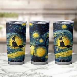 Halloween Kamala Harris 2024 Tumbler Cup Wichy Vibes Starry Night Funny Black Cat Lady With Chucks Trump Hair TB10 Print Your Wear