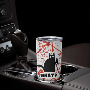 Funny Black Cat What Tumbler Cup Murderous Cat Holding Knife Halloween Costume Killer TB10 Print Your Wear