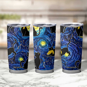 Halloween Starry Night Black Cat Tumbler Cup Funny Childless Cat Lady With Trump Hair Vote Kamala 2024 TB10 Print Your Wear