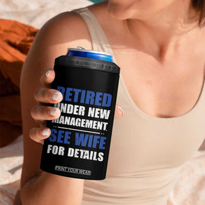 Personalized Retirement Gifts for Husband 4 in 1 Can Cooler Tumbler Custom Name Retired Under New Management See Wife For Details USA Flag TB10 Print Your Wear