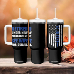 Personalized Retirement Gifts for Husband Tumbler With Handle Custom Name Retired Under New Management See Wife For Details USA Flag TB10 Print Your Wear