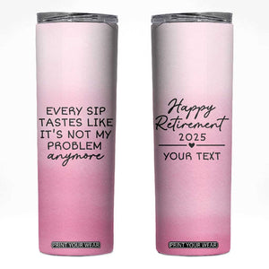 Personalized Retirement Skinny Tumbler Custom Name Officially Retired Gift For Boss Co Worker TB10 Pink Print Your Wear