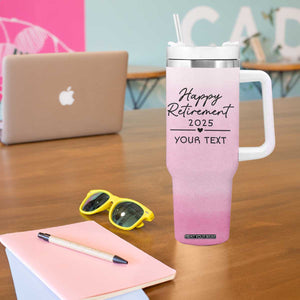 Personalized Retirement Tumbler With Handle Custom Name Officially Retired Gift For Boss Co Worker TB10 Print Your Wear
