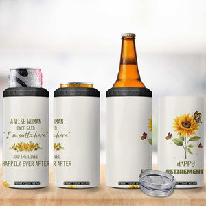 Retirement Gifts For Woman 4 in 1 Can Cooler Tumbler Coworker Leaving A Wise Woman Once Said Im Outta Here Sunflower TB10 Print Your Wear