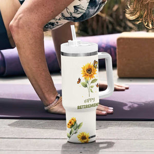 Retirement Gifts For Woman Tumbler With Handle Coworker Leaving A Wise Woman Once Said Im Outta Here Sunflower TB10 Print Your Wear