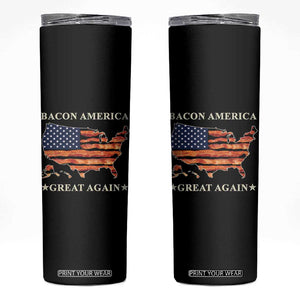 Funny Bacon American Great Again US Flag Skinny Tumbler TB10 Black Print Your Wear