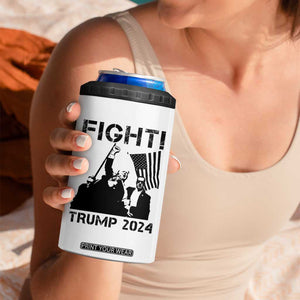 Trump Raised Fist 4 in 1 Can Cooler Tumbler Fight Trump 2024 American Flag TB10 Print Your Wear