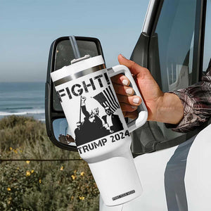 Trump Raised Fist Tumbler With Handle Fight Trump 2024 American Flag TB10 Print Your Wear