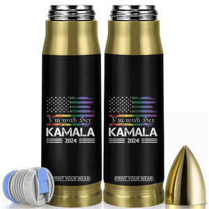 Harris 2024 Election Bullet Tumbler I'm With Her Kamala LGBT Gay Pride Rainbow American USA Flag TB10 Black Print Your Wear