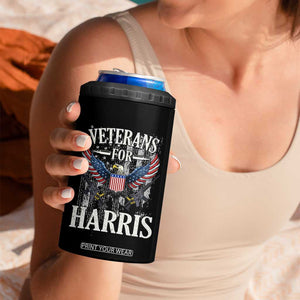 Veterans For Harris Walz 2024 Election 4 in 1 Can Cooler Tumbler American Flag Eagle Grandpa Dad Gifts TB10 Print Your Wear