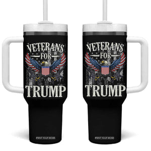 Veterans For Trump 2024 Election Tumbler With Handle American Flag Eagle Grandpa Dad Gifts TB10 One Size: 40 oz Black Print Your Wear