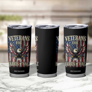 Veterans For Harris Walz 2024 Election Tumbler Cup American Flag Eagle Grandpa Dad Gifts TB10 Print Your Wear