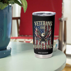 Veterans For Harris Walz 2024 Election Tumbler Cup American Flag Eagle Grandpa Dad Gifts TB10 Print Your Wear