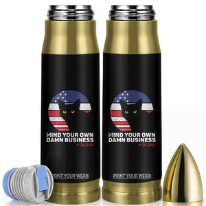Harris Walz 2024 Election Bullet Tumbler Tim Walzt Mind Your Own Damn Business Cat Ladies Vote for Blue American Flag TB10 Black Print Your Wear