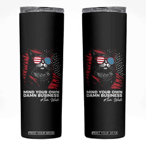 Harris Walz 2024 Election Skinny Tumbler Mind Your Own Damn Business American Flag Cats For Kamala TB10 Black Print Your Wear