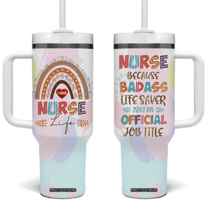 Nurse Gifts For Women Tumbler With Handle Because Badass Life Saver Is Not An Official Job Title TB10 One Size: 40 oz Multicolor Print Your Wear
