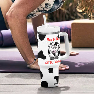 Funny Cow Lovers Tumbler With Handle Moo Bitch Get Out Heifer Cow Print TB10 Print Your Wear