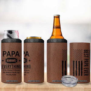 Gifts For Dad 4 in 1 Can Cooler Tumbler Papa Knows Everything Fathers Day TB10 Print Your Wear