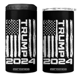 American President Election 4 in 1 Can Cooler Tumbler Trump 2024 American Flag TB10 One Size: 16 oz Black Print Your Wear