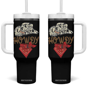 Howdy Cowboy Tumbler With Handle Retro Western Country Rodeo TB10 One Size: 40 oz Black Print Your Wear