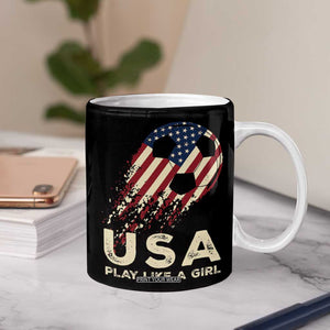 Soccer Girl Coffee Mug Play Like A Girl USA Flag TB10 Print Your Wear