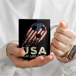 Soccer Girl Coffee Mug Play Like A Girl USA Flag TB10 Print Your Wear