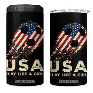 Soccer Girl 4 in 1 Can Cooler Tumbler Play Like A Girl USA Flag TB10 One Size: 16 oz Black Print Your Wear