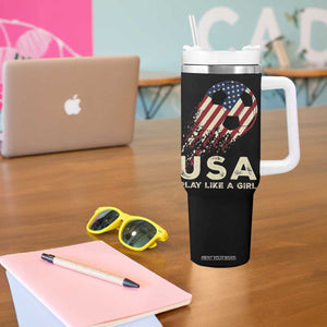 Soccer Girl Tumbler With Handle Play Like A Girl USA Flag TB10 Print Your Wear