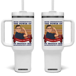 Ruth Bader Ginsburg RBG Tumbler With Handle Never Underestimate The Power Of A Grandma Who Votes Feminist Gifts Women TB10 One Size: 40 oz White Print Your Wear