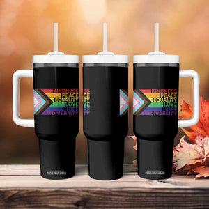 LGBTQ Pride Tumbler With Handle Kindness Peace Equality Love Hope Diversity Human Rights World Peace Supporter TB10 Print Your Wear