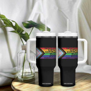 LGBTQ Pride Tumbler With Handle Kindness Peace Equality Love Hope Diversity Human Rights World Peace Supporter TB10 Print Your Wear