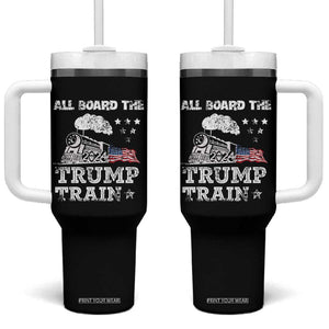 Trump 2024 Tumbler With Handle All Aboard The Trump Train Support for President American Flag TB10 One Size: 40 oz Black Print Your Wear