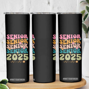 Senior 2025 Skinny Tumbler Class of 2025 Graduation Back To School Graduate Retro Groovy TB10 Print Your Wear