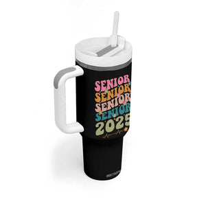 Senior 2025 Tumbler With Handle Class of 2025 Graduation Back To School Graduate Retro Groovy TB10 Print Your Wear