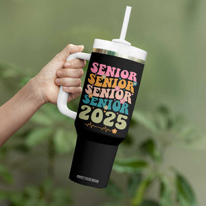 Senior 2025 Tumbler With Handle Class of 2025 Graduation Back To School Graduate Retro Groovy TB10 Print Your Wear