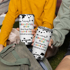 Mothers Day Mom Gifts Tumbler Cup I Love You Mom Gift From Daughter Son Cow Print TB10 Print Your Wear