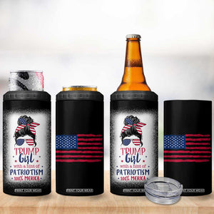 Trump Girl 4 in 1 Can Cooler Tumbler With A Hint Of Patriotism 100% 'Merica Messy Bun American Flag TB10 Print Your Wear