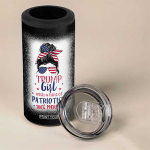 Trump Girl 4 in 1 Can Cooler Tumbler With A Hint Of Patriotism 100% 'Merica Messy Bun American Flag TB10 Print Your Wear