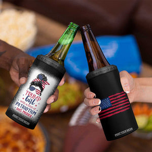 Trump Girl 4 in 1 Can Cooler Tumbler With A Hint Of Patriotism 100% 'Merica Messy Bun American Flag TB10 Print Your Wear