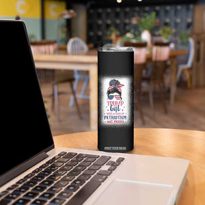 Trump Girl Skinny Tumbler With A Hint Of Patriotism 100% 'Merica Messy Bun American Flag TB10 Print Your Wear