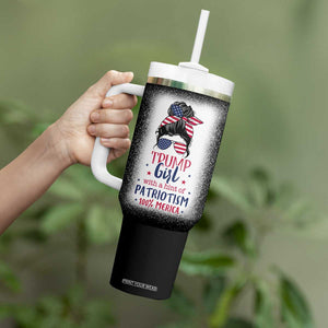 Trump Girl Tumbler With Handle With A Hint Of Patriotism 100% 'Merica Messy Bun American Flag TB10 Print Your Wear