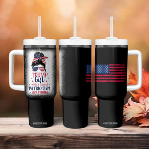 Trump Girl Tumbler With Handle With A Hint Of Patriotism 100% 'Merica Messy Bun American Flag TB10 Print Your Wear
