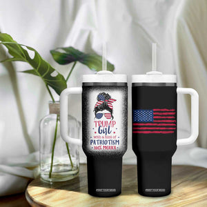 Trump Girl Tumbler With Handle With A Hint Of Patriotism 100% 'Merica Messy Bun American Flag TB10 Print Your Wear